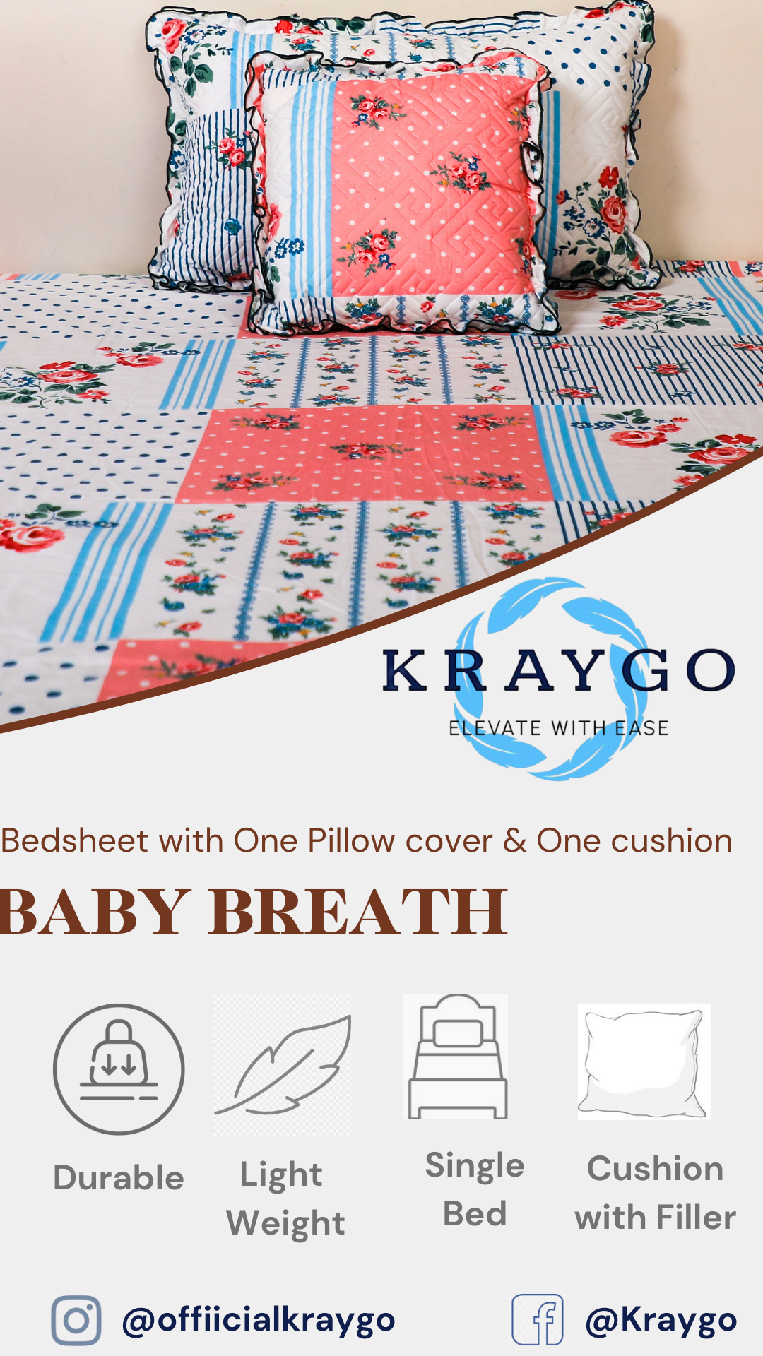 Baby Breath - SINGLE BED 3PCS BED SET (Multi Colour)