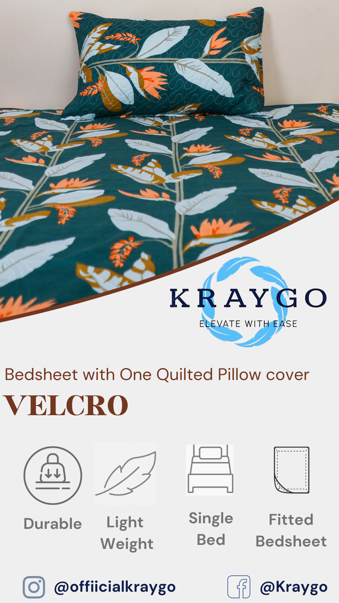 Velcro - FITTED SINGLE BEDSHEET (Dark Green)