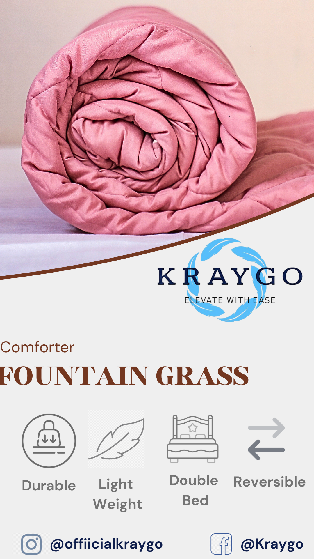 Fountain Grasses - DOUBLE BED REVERSIBLE COMFORTER (Pink)