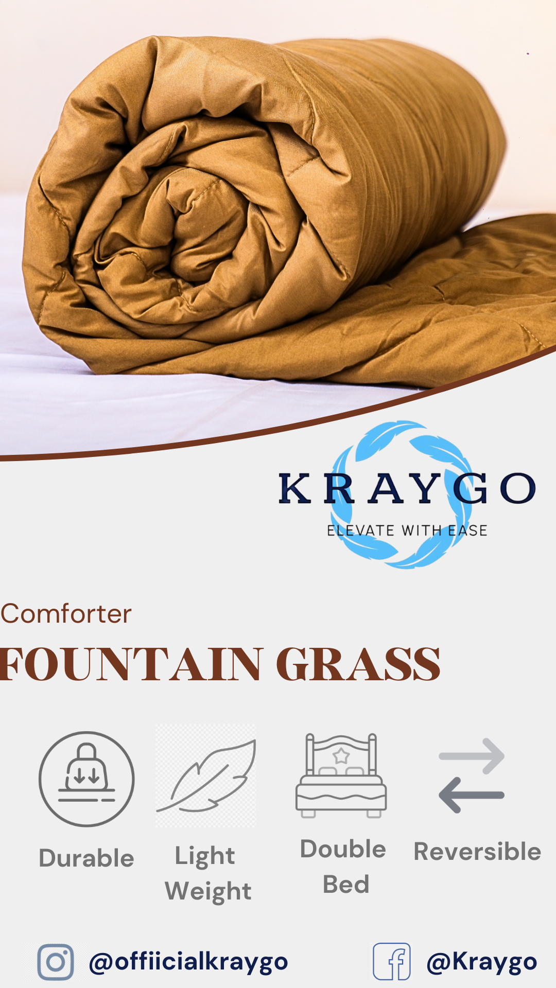 Fountain Grasses - DOUBLE BED REVERSIBLE COMFORTER (Mouse)