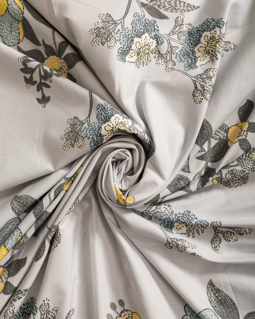 Anthurium - SINGLE BEDSHEET WITH QUILTED PILLOW COVER (Gray Floral)