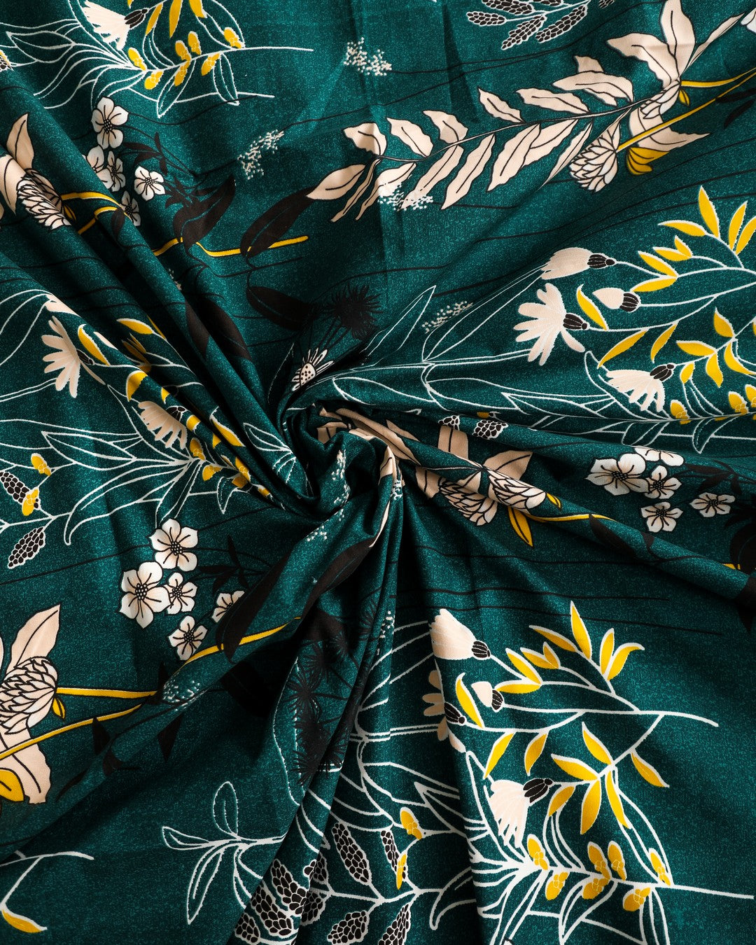 Anthurium - SINGLE BEDSHEET WITH QUILTED PILLOW COVER (Dark Green Colour)