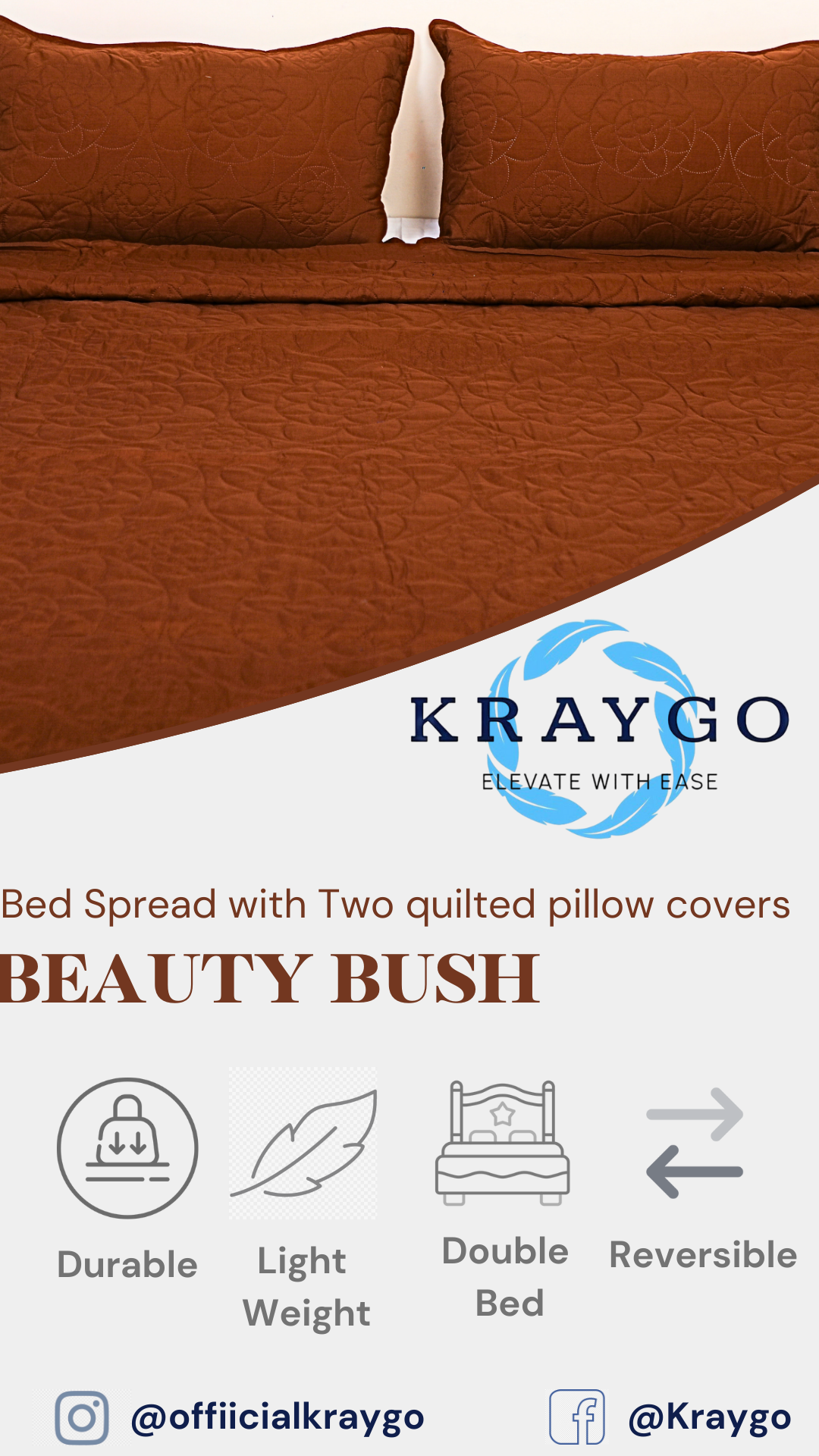 Beauty Bush Light Brown – Premium Quilted Bedspread for Elegant Bedrooms