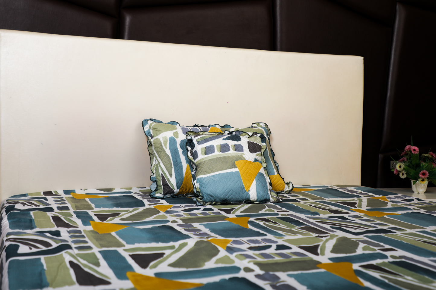Baby Breath - SINGLE BED 3PCS BED SET (Green Blue Pattern)