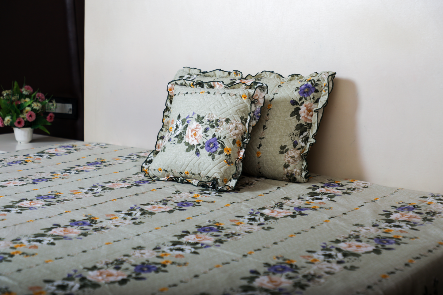 Baby Breath - SINGLE BED 3PCS BED SET (Green Floral)