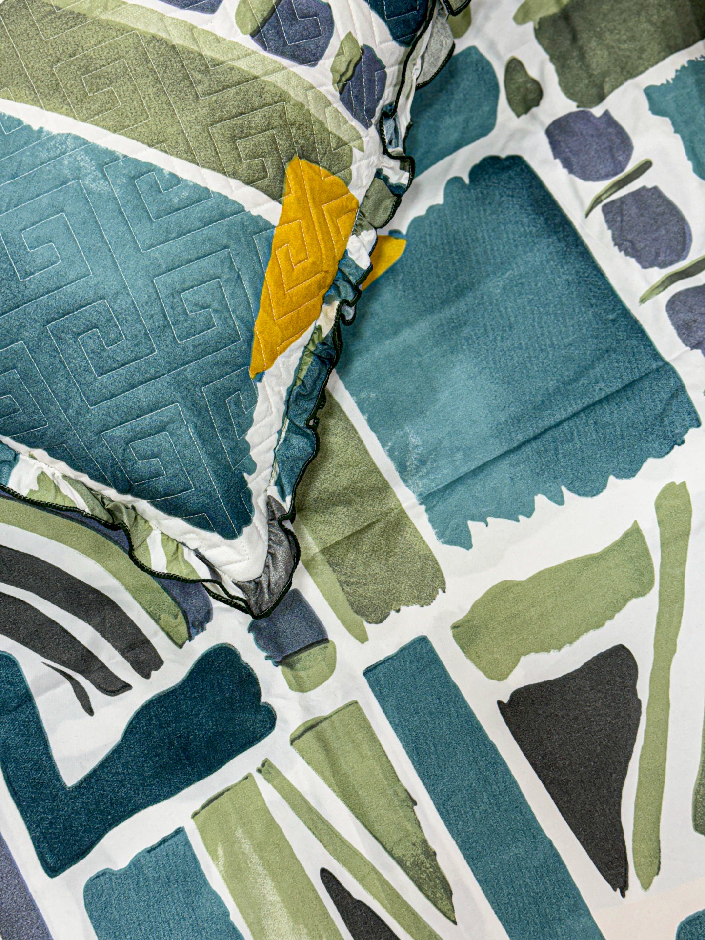 Baby Breath - SINGLE BED 3PCS BED SET (Green Blue Pattern)