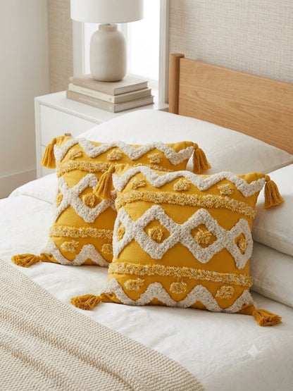 Cushion Cover Set | Mustard (Tufting)