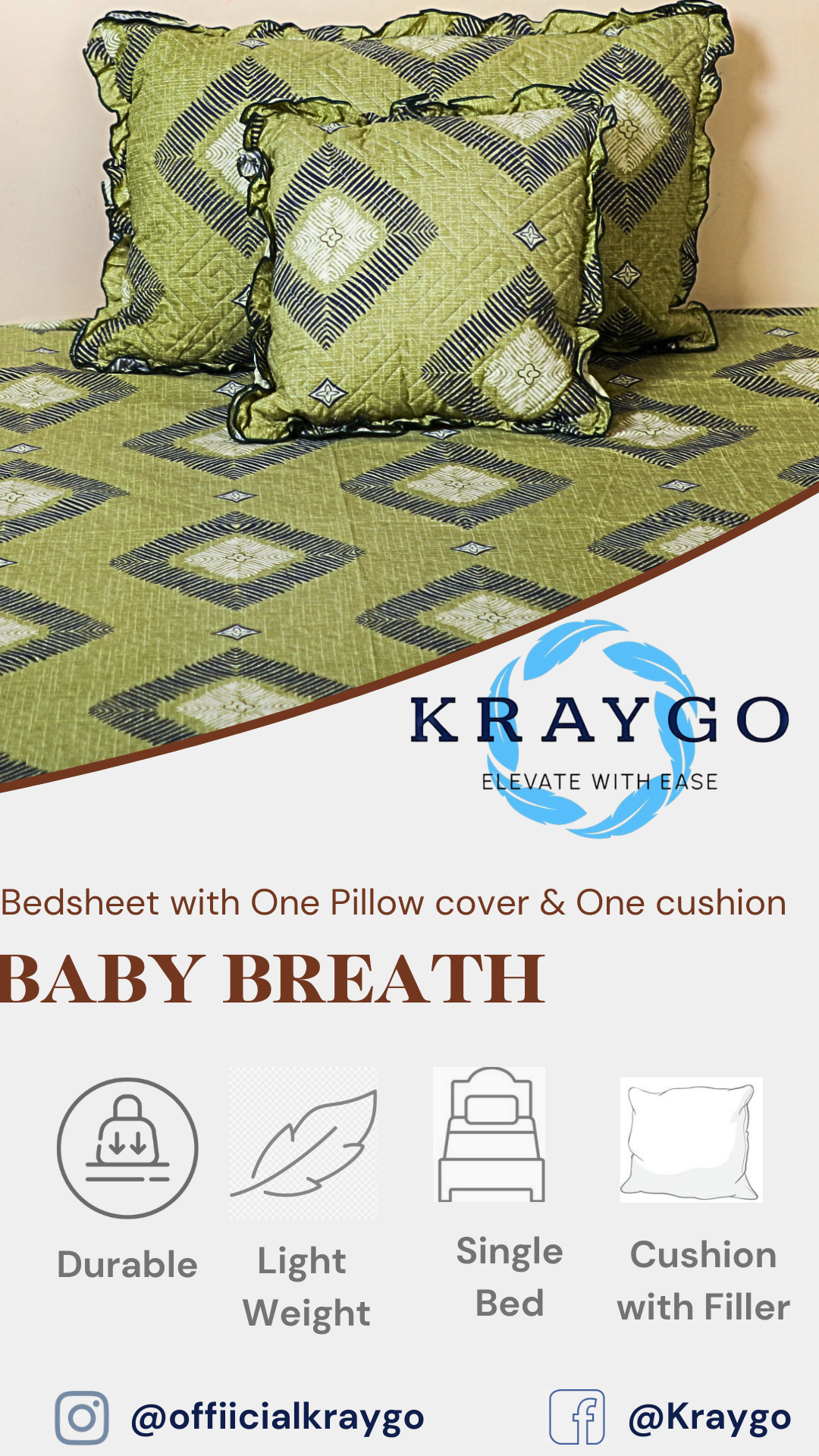 Baby Breath - SINGLE BED 3PCS BED SET (Rhombus)