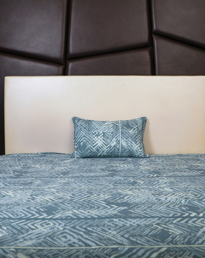 Anthurium - SINGLE BEDSHEET WITH QUILTED PILLOW COVER (Turquoise Blue color)