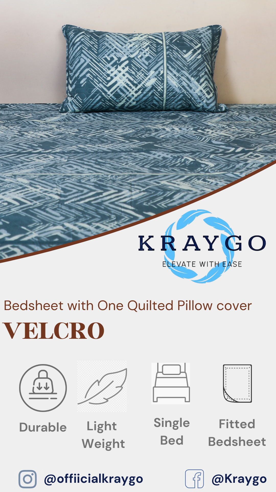 Velcro -  FITTED SINGLE BED SHEET (Turquoise Blue)