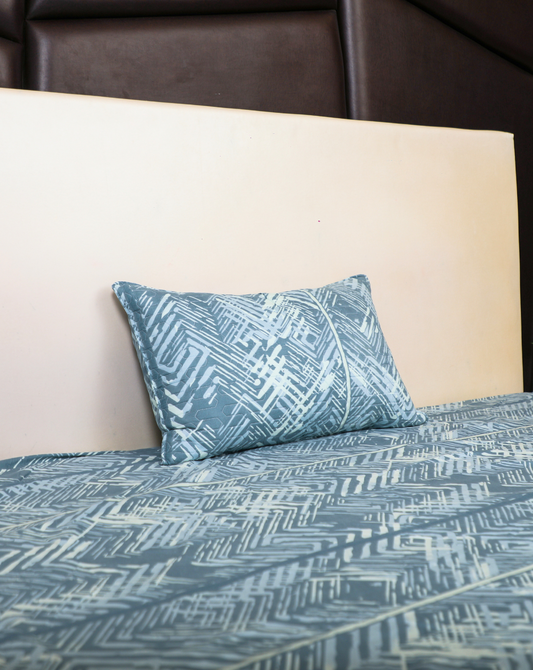 Anthurium - SINGLE BEDSHEET WITH QUILTED PILLOW COVER (Turquoise Blue color)