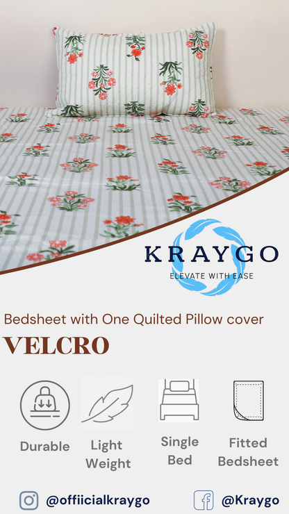 Velcro - FITTED SINGLE BEDSHEET (Lining Green)