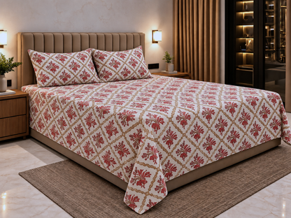 Saffron Jaali Double Bed Bedsheet (90x100)