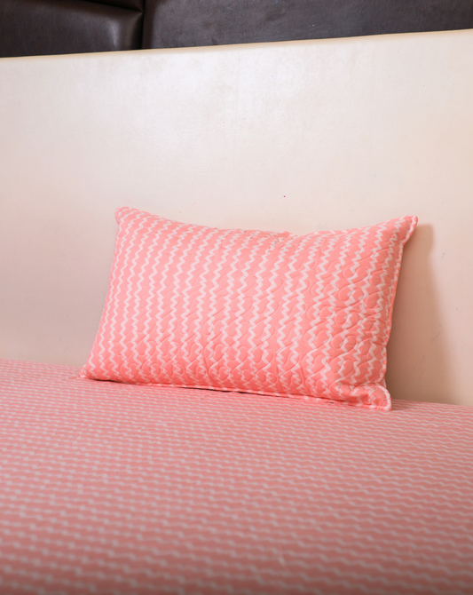 Anthurium- SINGLE BED SHEET WITH QUILTED PILLOW COVER (Pink)