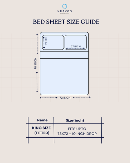 VELCRO- King Size Fitted  Bedsheet with Quilted Pillow Cover (Lavender)