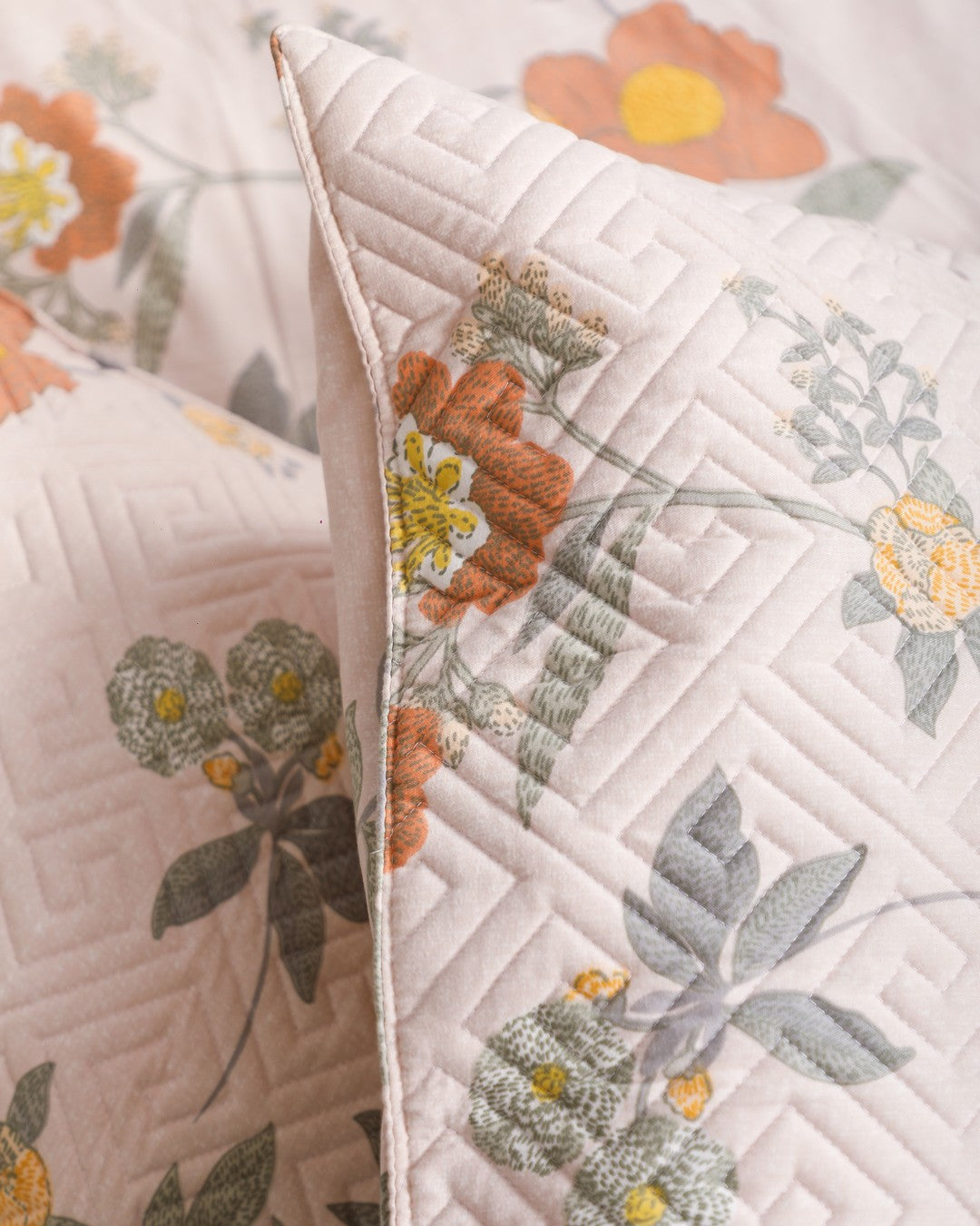 Anthurium Pastel Pink King Size Bedsheet Set with Quilted Designer Pillow Covers – Ultra-Soft, Breathable, and Luxury Bedding for All Seasons