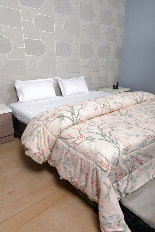 Fountain Grasses - DOUBLE BED REVERSIBLE COMFORTER (bird on branch)