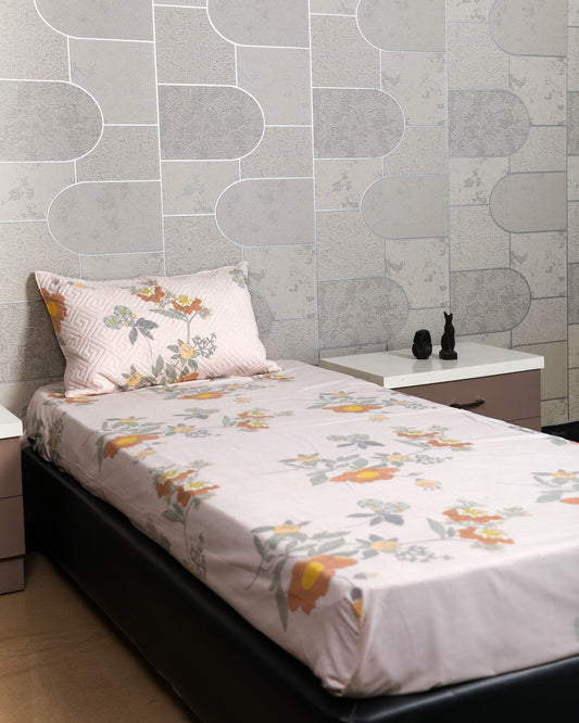 Anthurium - SINGLE BEDSHEET WITH QUILTED PILLOW COVER (Lavender)