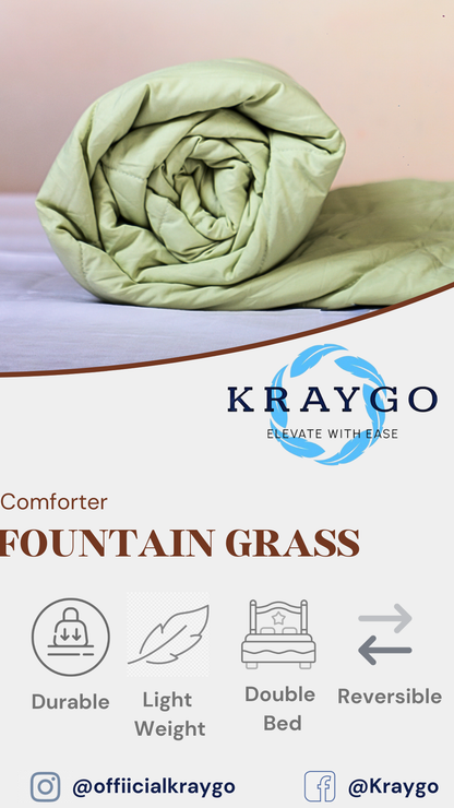 Fountain Grasses - DOUBLE BED REVERSIBLE COMFORTER (Green Grey)