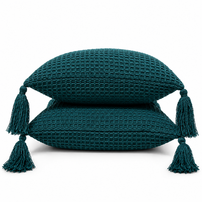 Waffle Texture Throw & Lumber Set | Deep Teal