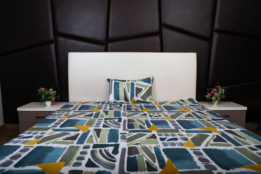 Velcro - FITTED SINGLE BEDSHEET (Grey Blue Patch)
