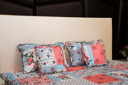 BABY BREATH - 5 Pc Bedset | Bedsheet, Pillow Cover & Cushions (Multi Color)