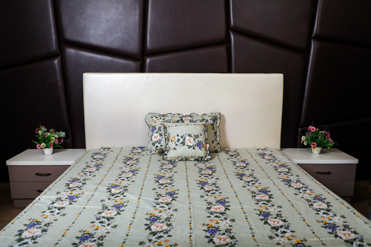 Baby Breath - SINGLE BED 3PCS BED SET (Green Floral)