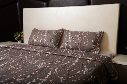 Evening Primroses - DOUBLE BED BEDCOVER/AC QUILTS  PRINTED (Grey Stem )
