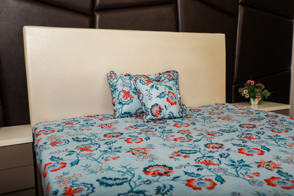 Baby Breath -SINGLE BED 3PCS BED SET Blue Floral