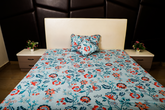 Baby Breath -SINGLE BED 3PCS BED SET Blue Floral