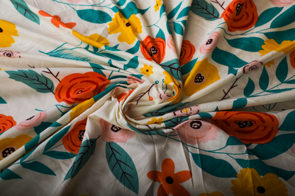 Anthurium - DOUBLE BED  BEDSHEET WITH QUILTED PILLOW COVER (Multi Floral )
