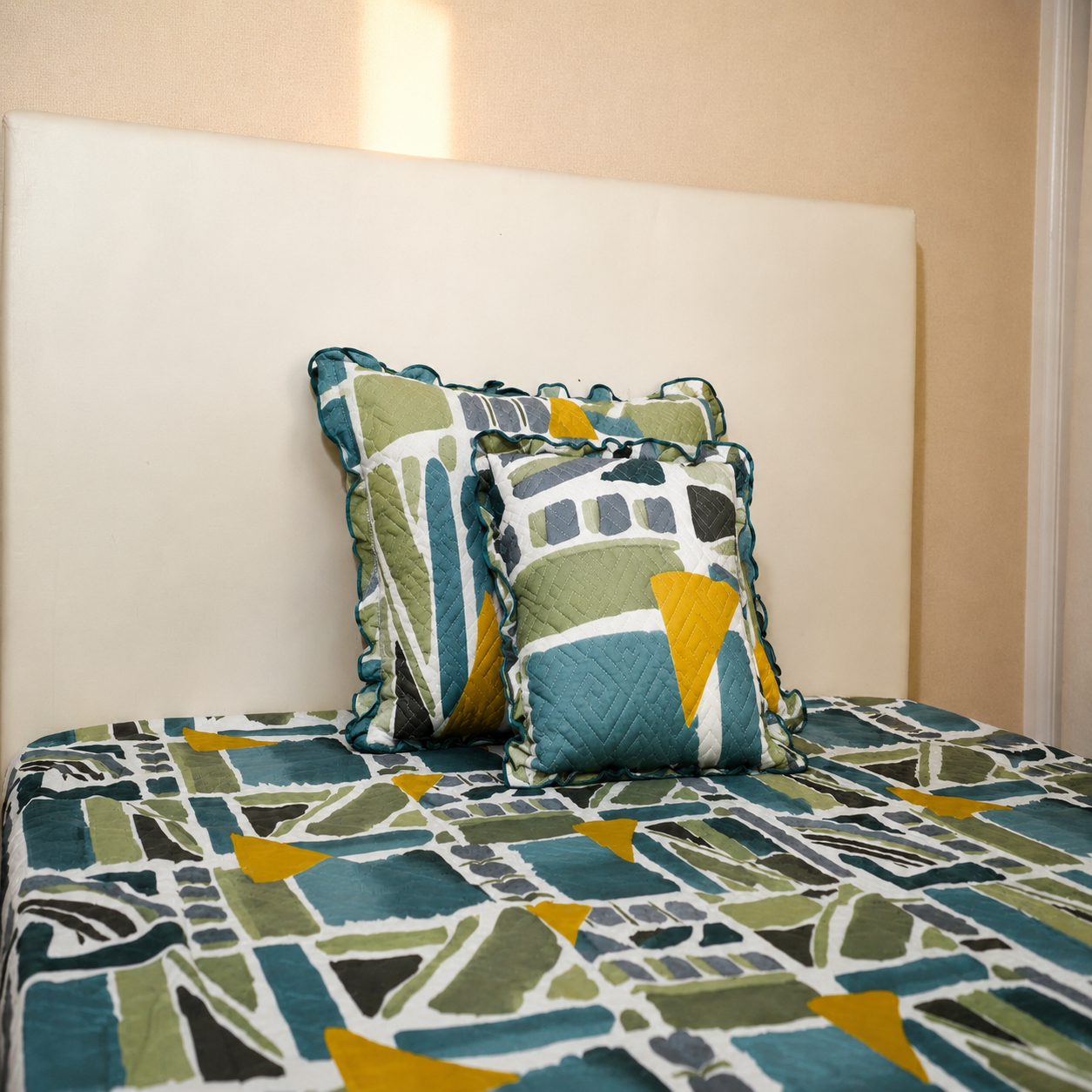Baby Breath - SINGLE BED 3PCS BED SET (Green Blue Pattern)