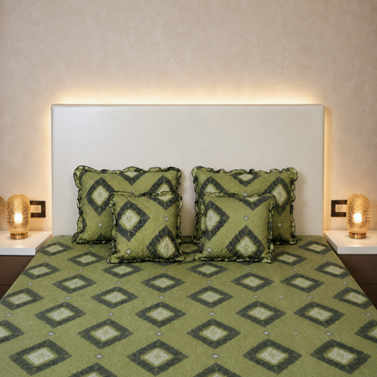 BABY BREATH - 5 Pc Bedset | Bedsheet, Pillow Cover & Cushions (Rhombus)