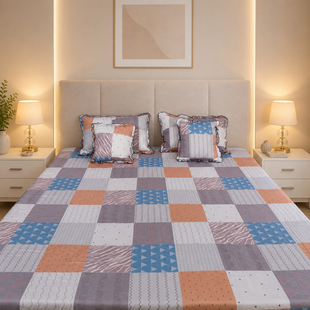 BABY BREATH – 5 Pc Bedset | Bedsheet, Pillow Cover & Cushions (4 Square)