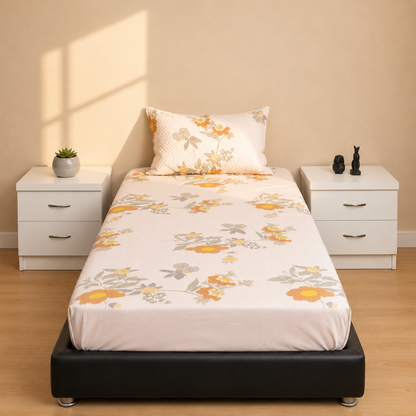 Anthurium - SINGLE BEDSHEET WITH QUILTED PILLOW COVER (Lavender)