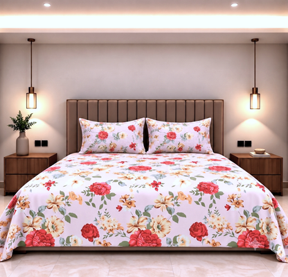 Rose Garden Double Bed Bedsheet (90x100)
