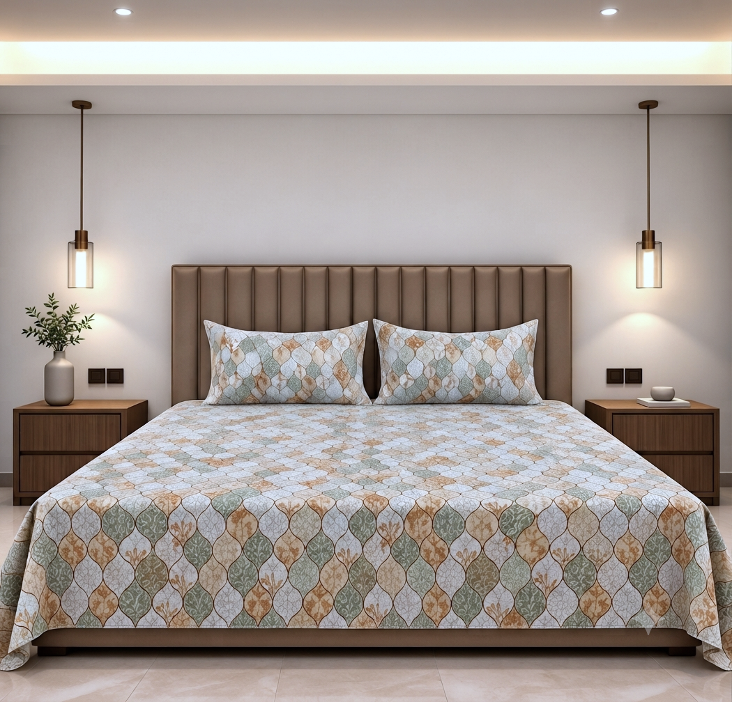 Amber Pebble Double Bed Bedsheet (90x100)