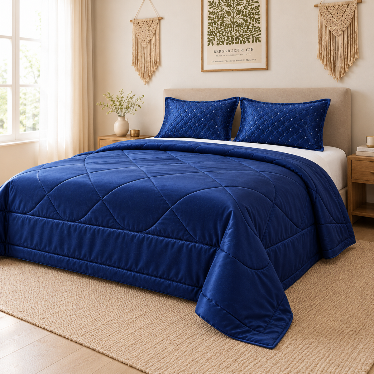 Fountain Grasses -Satin Comforter Set (Midnight)