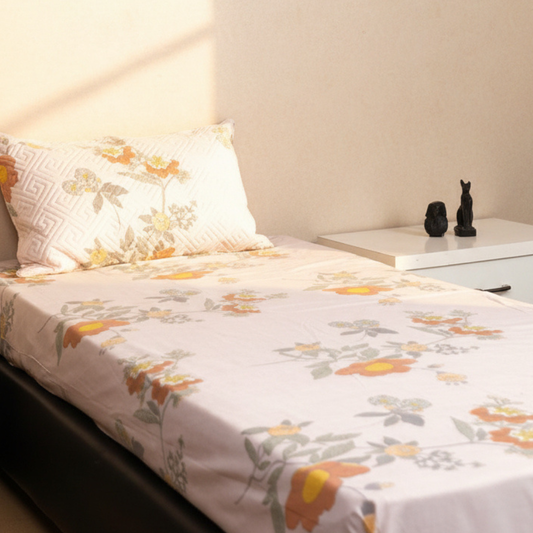 Anthurium - SINGLE BEDSHEET WITH QUILTED PILLOW COVER (Lavender)