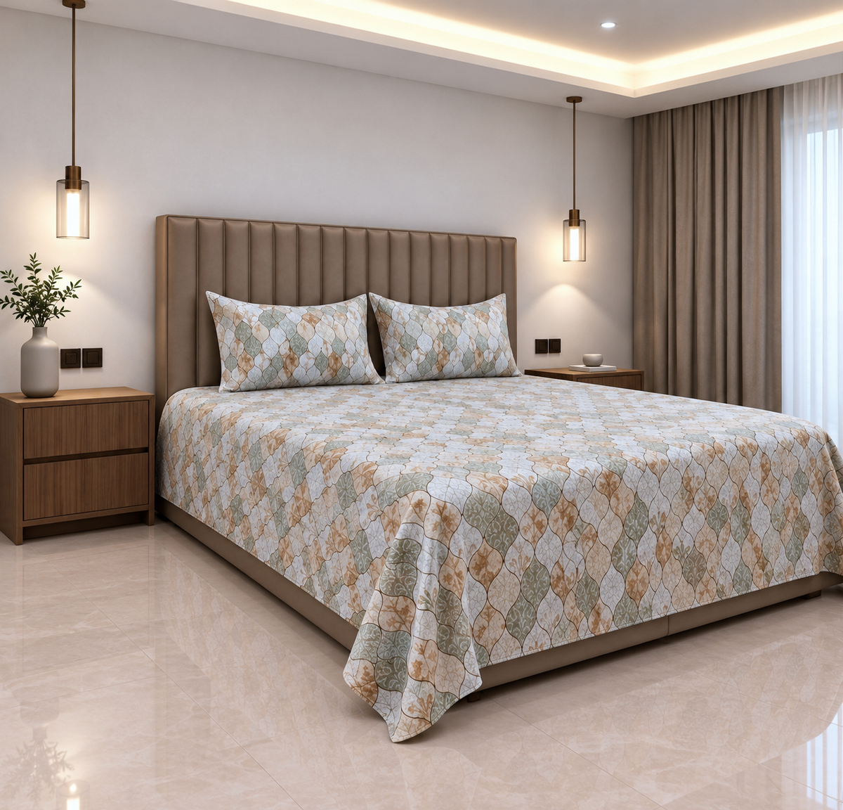 Amber Pebble Double Bed Bedsheet (90x100)