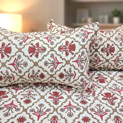 Saffron Jaali Double Bed Bedsheet (90x100)