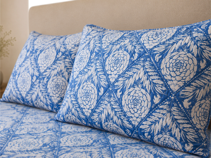Blue Dahlia King Size Bedsheet (108x108)