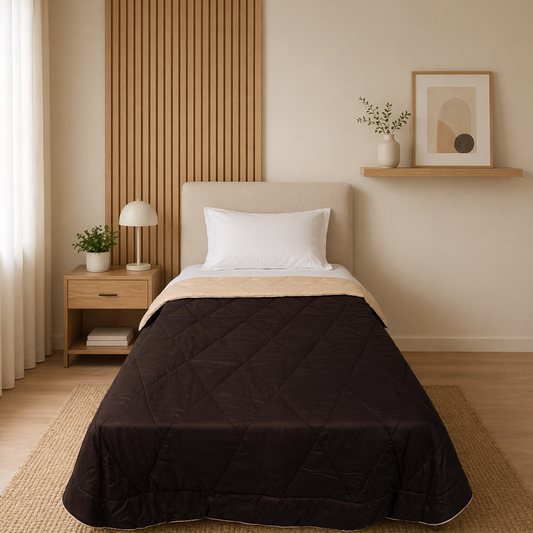 Fountain Grasses - SINGLE BED REVERSIBLE COMFORTER (Brown Cream)