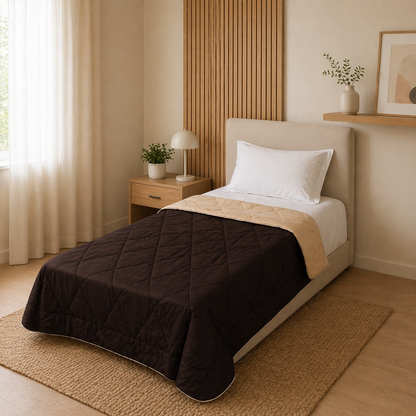 Fountain Grasses - SINGLE BED REVERSIBLE COMFORTER (Brown Cream)