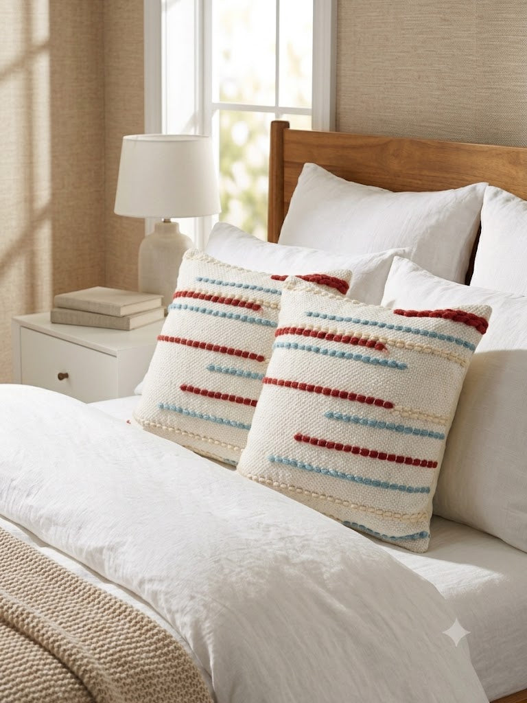 Cushion Cover Set | Line in White