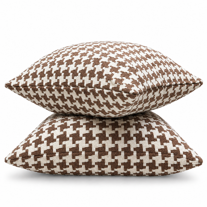 Classic Check Pattern Throw & Cushion Cover Set I Brown Color