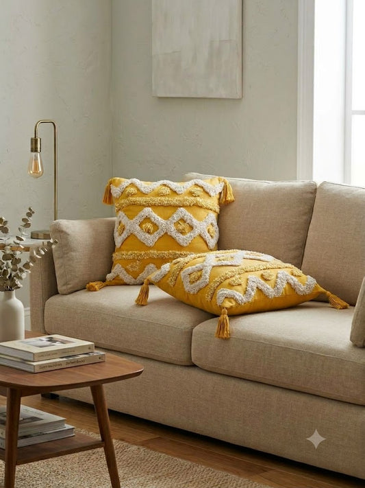 Cushion Cover Set | Mustard (Tufting)