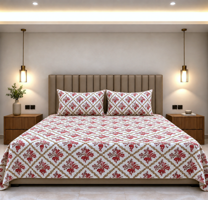 Saffron Jaali Double Bed Bedsheet (90x100)