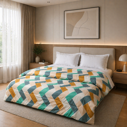 Fountain Grasses - DOUBLE BED REVERSIBLE COMFORTER (Geometric print)