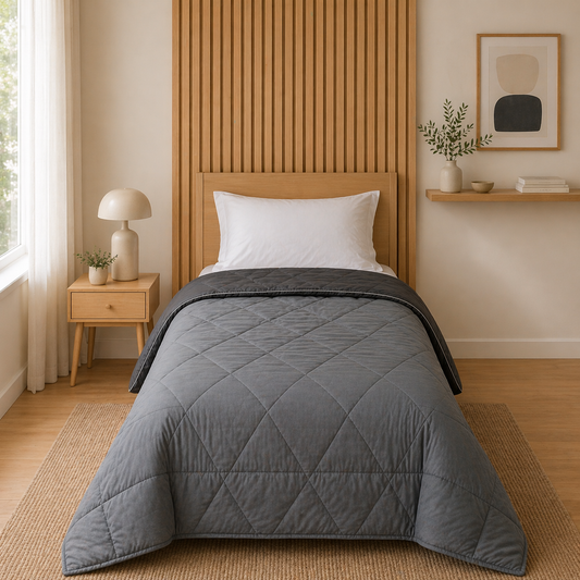 Fountain Grasses - SINGLE BED REVERSIBLE COMFORTER (Grey)